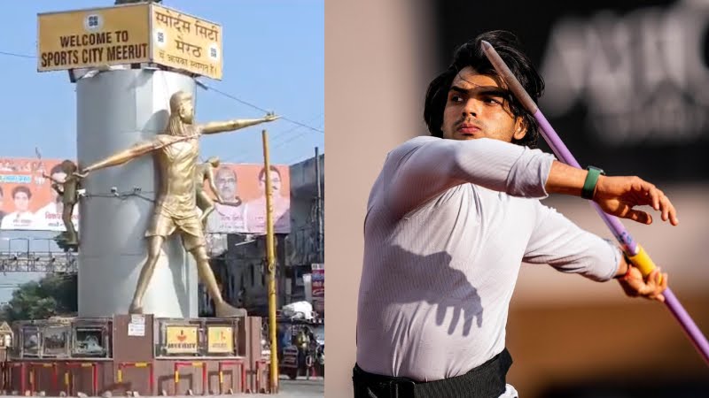 Javelin stolen from Neeraj Chopra's statue in Meerut, police termed the incident of theft as a rumour