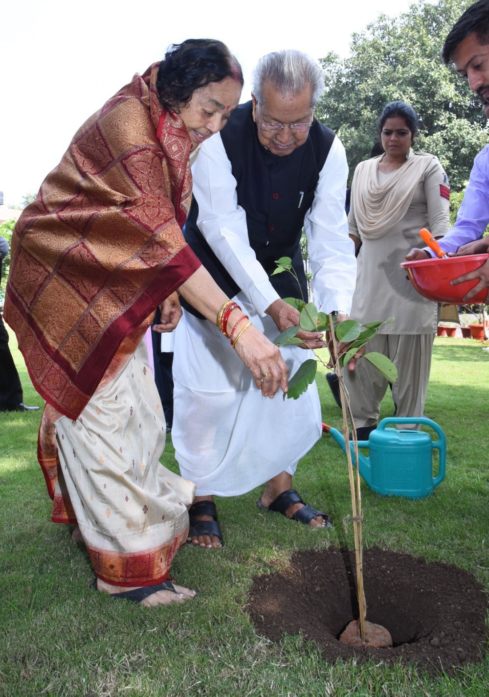 The Governor of Chhattisgarh and the First Lady of the state planted Rakta Chandan sapling in the Raj Bhavan premises