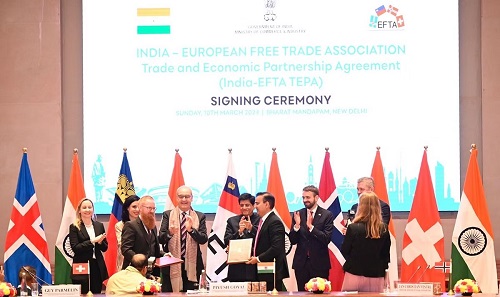 A WATERSHED MOMENT IN INDIA'S HISTORY: India- European Free Trade Association signs Trade & Economic Partnership Agreement worth $100 billion
