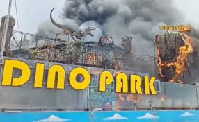 Massive Fire Engulfs Amusement Dino Park in Visakhapatnam