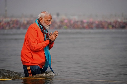 Prime Minister Narendra Modi Takes 'Holy Dip' at Maha Kumbh in Prayagraj