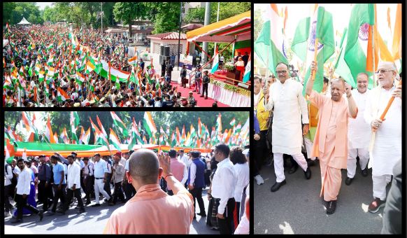 CM Yogi Adityanath took out Tiranga Yatra in Lucknow, said- 'Tricolor' is a symbol of India's valor and valor