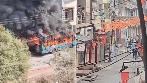 Tensions Simmer in Ujjain's Tarana After Clashes, Bus Torched; Police Heighten Security