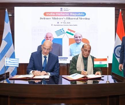 Raksha Mantri holds bilateral talks with Minister of National Defence of Hellenic Republic in New Delhi