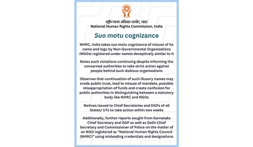 NHRC Cracks Down on NGOs Misusing Its Name, Issues Ultimatum to States