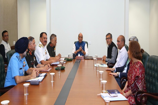 Rajnath Singh held a review meeting with the chiefs of the three armed forces regarding India's defense preparedness. Find out what issues were discussed.