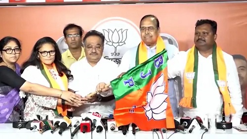 Former TMC Rajya Sabha MPs Sushmita Dev, Sukhendu Sekhar Ray and Prakash Chik Baraik Join BJP in Kolkata