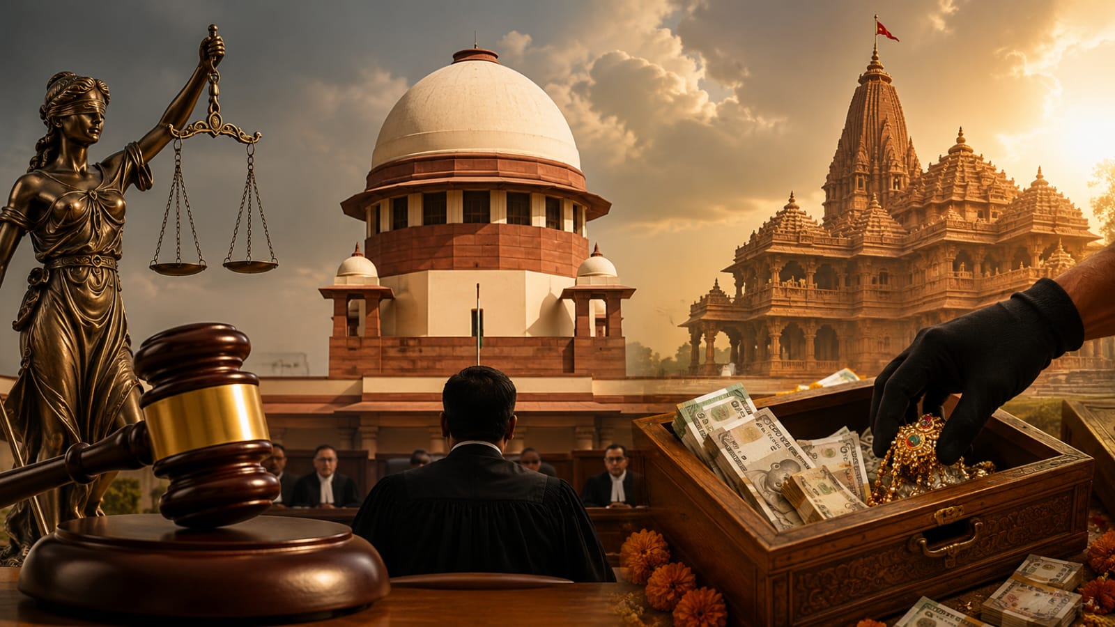 Supreme Court hears case regarding the theft of offerings at the Ram Mandir; notice issued to the Shri Ram Janmabhoomi Teerth Kshetra Trust. 