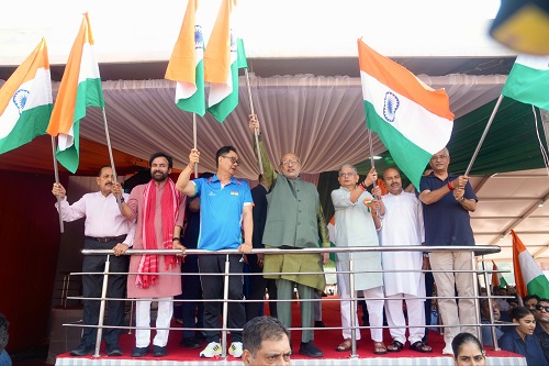 Vice-President flags off Har Ghar Tiranga Bike Rally of MPs, commemorating 150 years of Vande Mataram
