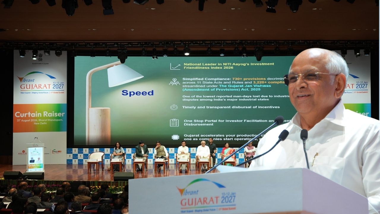 Curtain-raiser for Vibrant Gujarat Global Summit 2027 held at Bharat Mandapam, Delhi; read the full story.