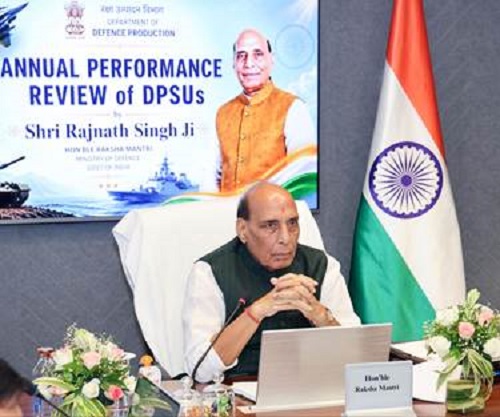 Raksha Mantri conducts annual performance review of 16 DPSUs; Lauds their noteworthy contribution in record defence production