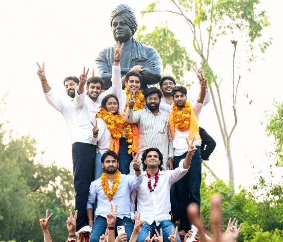ABVP dominates DUSU elections; wins posts of President, Secretary, and Joint Secretary.