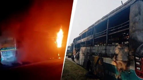 Nine Dead in Bus Blaze: Passengers Raised Alarm Before Flames Engulfed Bus, FIR Says