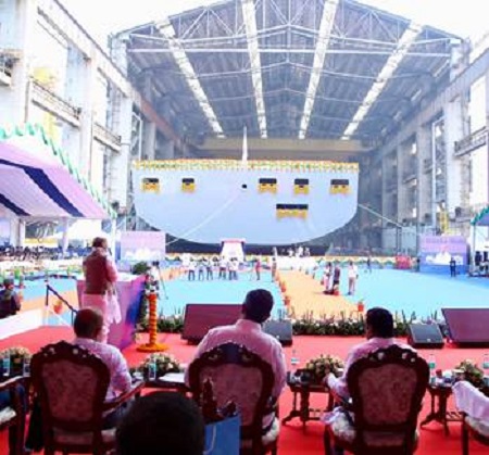 India’s Maritime Capability Gets Boost as Rajnath Singh Launches Indigenous Fleet Support Ship ‘INS Surya’